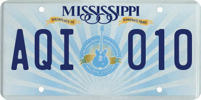 MS license plate AQI010