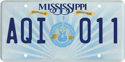 MS license plate AQI011