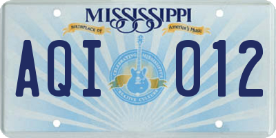 MS license plate AQI012