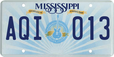 MS license plate AQI013