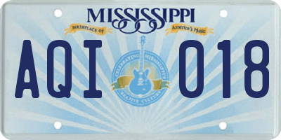 MS license plate AQI018