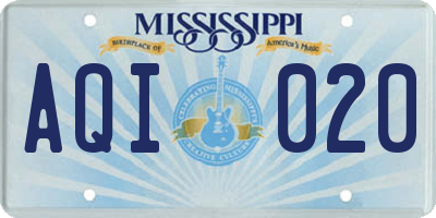 MS license plate AQI020