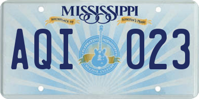 MS license plate AQI023