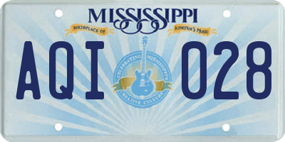 MS license plate AQI028