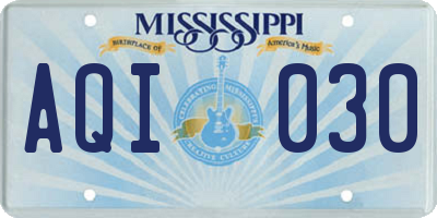 MS license plate AQI030