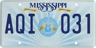 MS license plate AQI031
