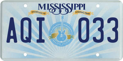 MS license plate AQI033
