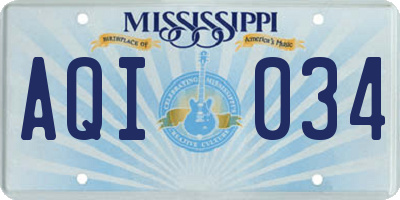 MS license plate AQI034