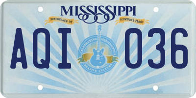 MS license plate AQI036