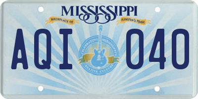 MS license plate AQI040