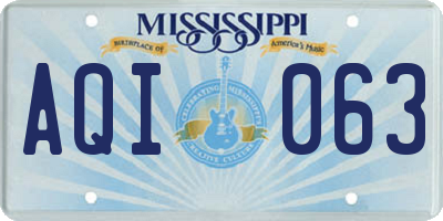 MS license plate AQI063