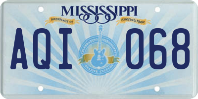 MS license plate AQI068