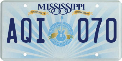 MS license plate AQI070