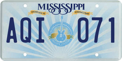 MS license plate AQI071