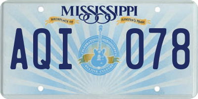 MS license plate AQI078