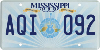 MS license plate AQI092