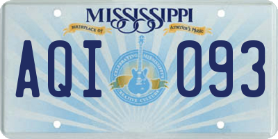 MS license plate AQI093