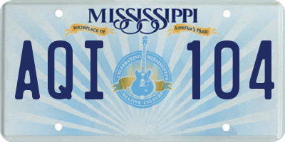 MS license plate AQI104