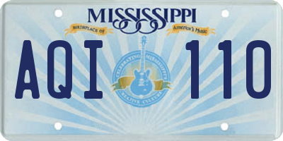 MS license plate AQI110