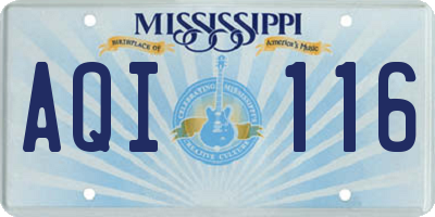 MS license plate AQI116