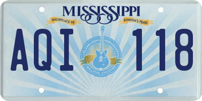 MS license plate AQI118