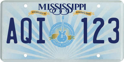 MS license plate AQI123