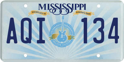 MS license plate AQI134
