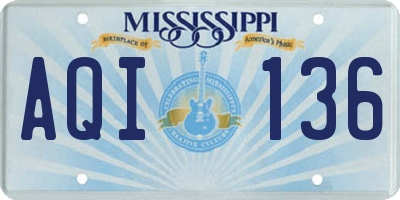 MS license plate AQI136
