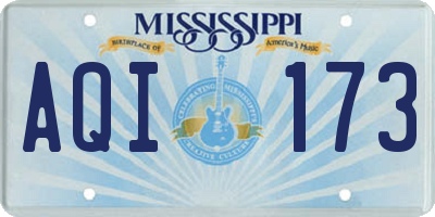 MS license plate AQI173