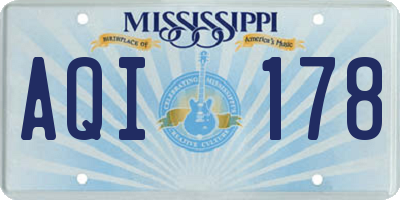 MS license plate AQI178