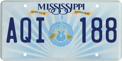 MS license plate AQI188