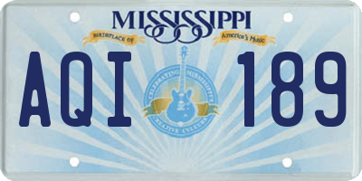 MS license plate AQI189