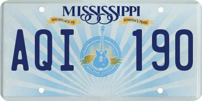 MS license plate AQI190