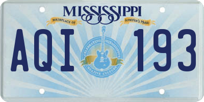 MS license plate AQI193