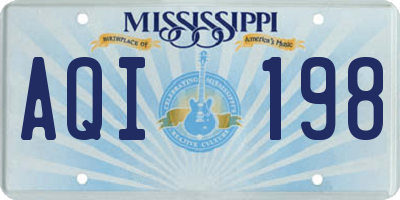 MS license plate AQI198