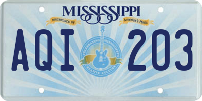 MS license plate AQI203