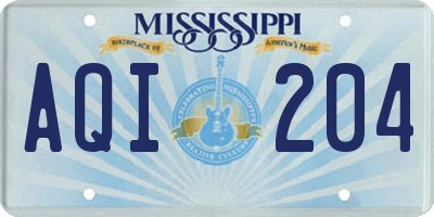 MS license plate AQI204