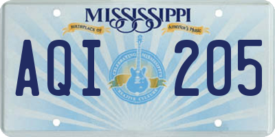 MS license plate AQI205