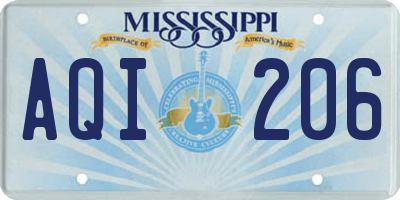 MS license plate AQI206