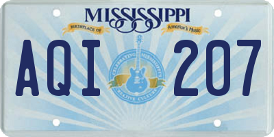 MS license plate AQI207