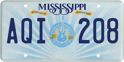MS license plate AQI208