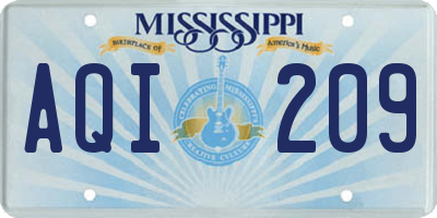 MS license plate AQI209