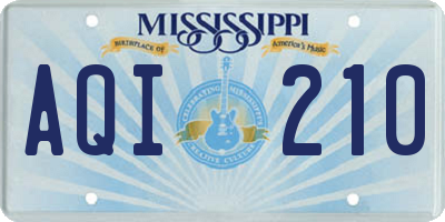 MS license plate AQI210