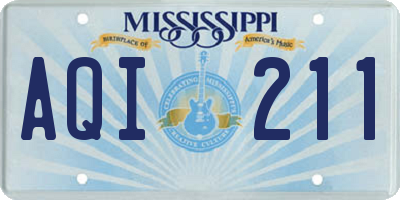 MS license plate AQI211