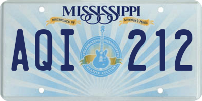 MS license plate AQI212