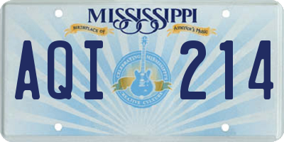 MS license plate AQI214