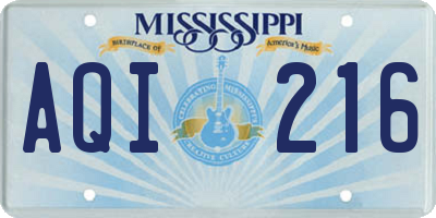 MS license plate AQI216
