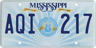 MS license plate AQI217