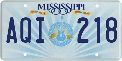 MS license plate AQI218
