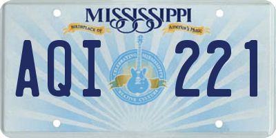 MS license plate AQI221